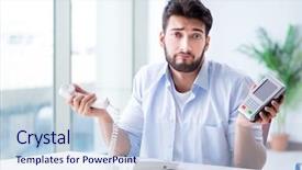  Presentation with card transaction - Cool new presentation with e process - man processing credit card transaction backdrop and a sky blue colored foreground