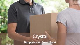  Presentation with courier delivery - Slides consisting of order transfer woman accepting delivery background and a violet colored foreground