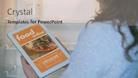  Presentation with online food - Theme having ordering-food-online-with-tablet background and a soft green colored foreground