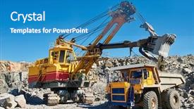  Presentation with tipper truck - Beautiful presentation design featuring tipper trucks - excavator loading granite or ore backdrop and a teal colored foreground