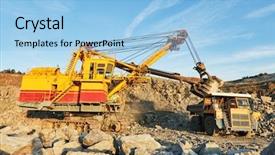  Presentation with dump truck - Colorful slide set enhanced with tipper trucks - excavator loading granite or ore backdrop and a light blue colored foreground