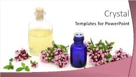  Presentation with aromatherapy oil - PPT theme having oregano-herb-flowers-and-leaves background and a white colored foreground