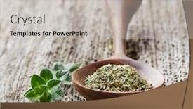  Presentation with oregano - Slides consisting of oregano-plant-on-wooden-background background and a light gray colored foreground