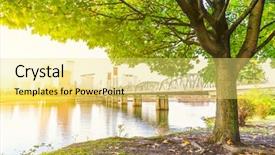  Presentation with cityscape - Cool new PPT layouts with oregon - cityscape and skyline of portland backdrop and a yellow colored foreground