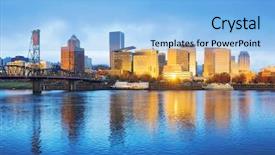  Presentation with tranquil - PPT layouts enhanced with oregon - tranquil water cityscape and skyline background and a light blue colored foreground