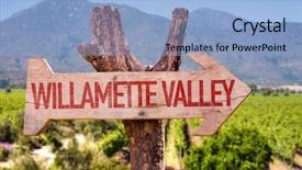  Presentation with winery - Beautiful PPT layouts featuring oregon - willamette valley wooden sign backdrop and a light blue colored foreground