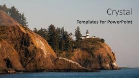  Presentation with lighthouse - Slide set consisting of oregon coast landscape - lighthouse at cape disappointment background and a light gray colored foreground