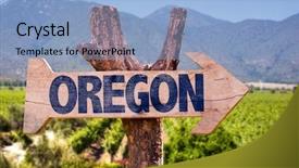  Presentation with winery - PPT theme featuring oregon wooden sign with winery background and a light blue colored foreground