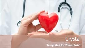  Presentation with donation - Slide set with organ donation - female doctor with the stethoscope background and a coral colored foreground