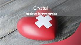  Presentation with organ donation - PPT theme having organ donation - red heart with cross sign background and a gray colored foreground