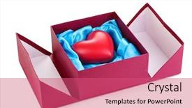  Presentation with white dove heart - PPT theme featuring braised fish dish shrimp lobster scallop squid octopus asparagus pea beans in square plate background and a light gray colored foreground