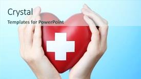  Presentation with cross - Colorful theme enhanced with organ donor - red heart with cross sign backdrop and a cool aqua colored foreground