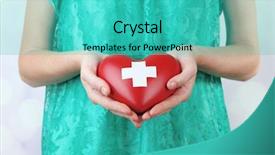  Presentation with light sign - Slides consisting of organ donor - red heart with cross sign background and a teal colored foreground