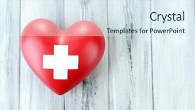  Presentation with cross - Theme consisting of organ donor - red heart with cross sign background and a sky blue colored foreground