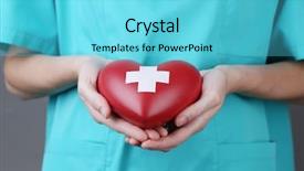  Presentation with cross - Colorful slides enhanced with organ donor - red heart with cross sign backdrop and a light blue colored foreground