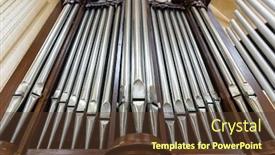  Presentation with pipes - Cool new presentation theme with organ-pipes-bottom-view-antique backdrop and a tawny brown colored foreground