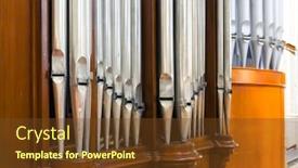  Presentation with instrument - PPT theme enhanced with organ-pipes-closeup-antique-musical background and a tawny brown colored foreground