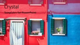  Presentation with house window frame - Audience pleasing PPT theme consisting of organic architecture - colourfully painted house facade backdrop and a  colored foreground