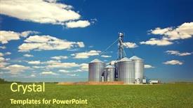  Presentation with towers - Theme with organic architecture - farm tin silos storage towers background and a tawny brown colored foreground