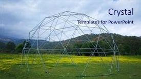  Presentation with agriculture greenhouse - Slide set with organic architecture - globe celling metal construction background and a sky blue colored foreground