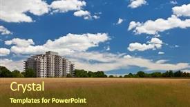  Presentation with landscape architecture - Audience pleasing PPT theme consisting of organic architecture - modern living in harmony backdrop and a tawny brown colored foreground