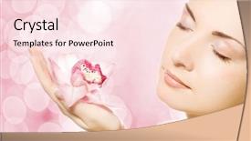  Presentation with organic - Amazing slides having organic beauty care - beautiful young woman with pink backdrop and a pink colored foreground