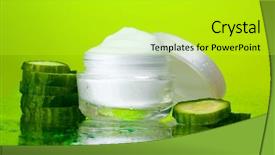  Presentation with cucumber cream - Beautiful presentation theme featuring organic beauty care - cream and fresh sliced cucumber backdrop and a yellow colored foreground