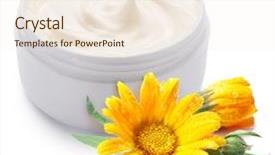  Presentation with calendula - PPT layouts enhanced with organic beauty care - jar of cream and calendula background and a cream colored foreground