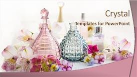  Presentation with oils - Amazing slide deck having organic beauty care - perfume and aromatic oils bottles backdrop and a cream colored foreground
