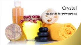  Presentation with honey - Slide set with organic beauty care - spa and massage settings background and a white colored foreground