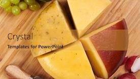  Presentation with farm food - Presentation enhanced with organic-cheese-healthy-gourment-food background and a gold colored foreground