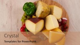  Presentation with farm food - Presentation theme with organic-cheese-healthy-gourment-food background and a coral colored foreground