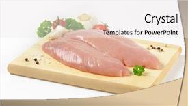  Presentation with herbs on wood - Presentation having organic chicken - raw turkey breasts with vegetables background and a white colored foreground