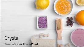  Presentation with treatment - PPT layouts featuring organic cosmestics - beauty treatment and body care background and a light gray colored foreground