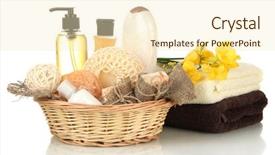  Presentation with cosmetic - PPT layouts with organic cosmestics - composition of cosmetic bottles background and a cream colored foreground