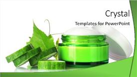  Presentation with cucumber cream - Audience pleasing presentation theme consisting of organic cosmestics - fresh sliced cucumber and cream backdrop and a  colored foreground