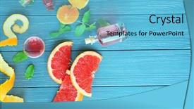  Presentation with essential oil - Presentation theme with organic cosmestics - grapefruit orange peel mint background and a light blue colored foreground