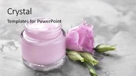  Presentation with cream - Slides having organic cosmestics - jar of body cream background and a  colored foreground