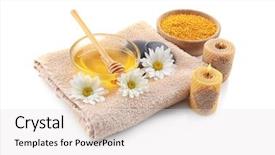  Presentation with honey - Slide deck consisting of organic cosmestics - spa composition with honey background and a light gray colored foreground