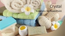  Presentation with spa - Theme featuring organic cosmestics - spa treatments on colorful background background and a soft green colored foreground