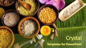  Presentation with salt - Cool new PPT layouts with organic cosmestics - wooden bowl of color sea backdrop and a tawny brown colored foreground