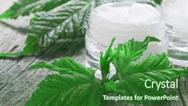  Presentation with organic cosmetics - Audience pleasing theme consisting of organic cosmetics facial cream fresh backdrop and a forest green colored foreground