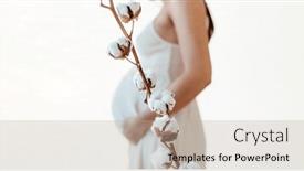  Presentation with pregnant mom - PPT theme having organic-cotton-clothing-concept background and a mint green colored foreground
