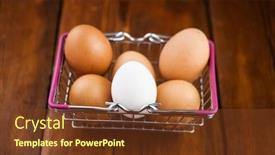  Presentation with easter basket - Slide set consisting of organic-egg-in-metal-shopping background and a tawny brown colored foreground