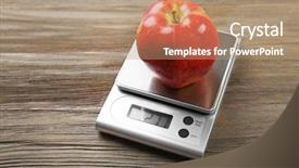  Presentation with apple - PPT theme featuring organic electronics - apple with digital kitchen scales background and a coral colored foreground
