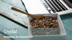  Presentation with gem stones smudge sticks - Beautiful presentation theme featuring organic electronics - bowl of cereal bran sticks backdrop and a seafoam green colored foreground