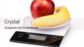  Presentation with electronic - Presentation design having organic electronics - electronic scales with apple background and a lemonade colored foreground