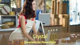  Presentation with laptop - Presentation design consisting of organic electronics - female shop assistant using laptop background and a  colored foreground