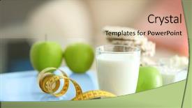  Presentation with milk bottle and milk glass - Slide set having organic electronics - glass of milk apple measuring background and a soft green colored foreground