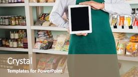  Presentation with digital electronics - Amazing PPT theme having organic electronics - midsection of male owner showing backdrop and a coral colored foreground